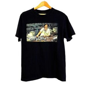 DGK Pablo Escobar Money Graphic T-Shirt Mens Medium Pre-Owned Black S.Sleeve Tee